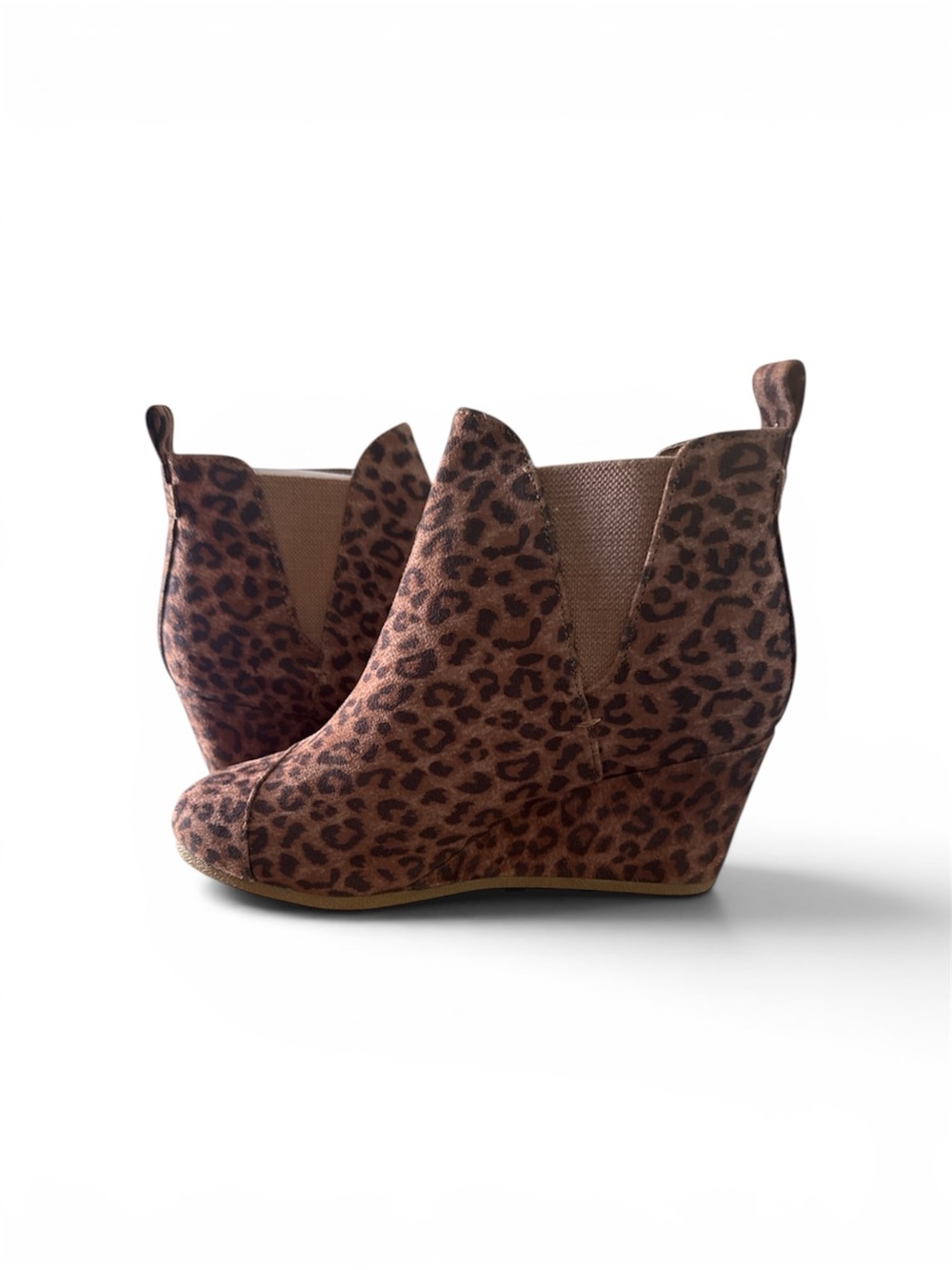 Leopard Print Wedge Ankle Booties - Brown/Cheetah